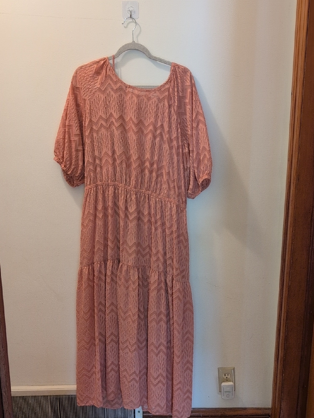 a new day Dusty Rose Chevron Tiered Maxi Dress